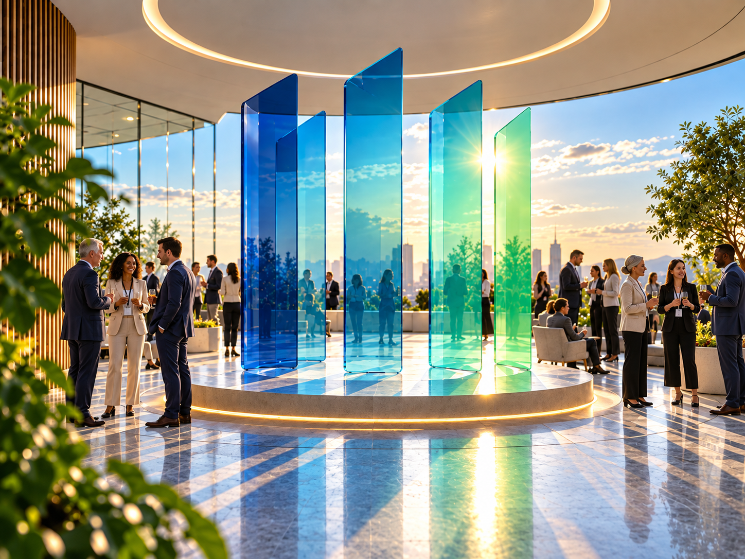 Sculpture des cinq portes OSERA lors d'un événement professionnel